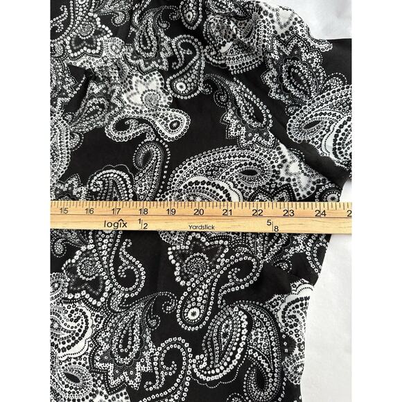 Floral & Ivy Black & White Blouse Sz 1X Paisley Print Button Up V-Neck - Picture 9 of 14